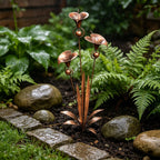 Garden Stake | Calla Lily Design, Flame-Treated Copper & Hanging Bells | 120 cm
