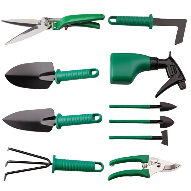 Garden Tool Set | Stainless Steel Heads & Ergonomic Handles | Set of 10