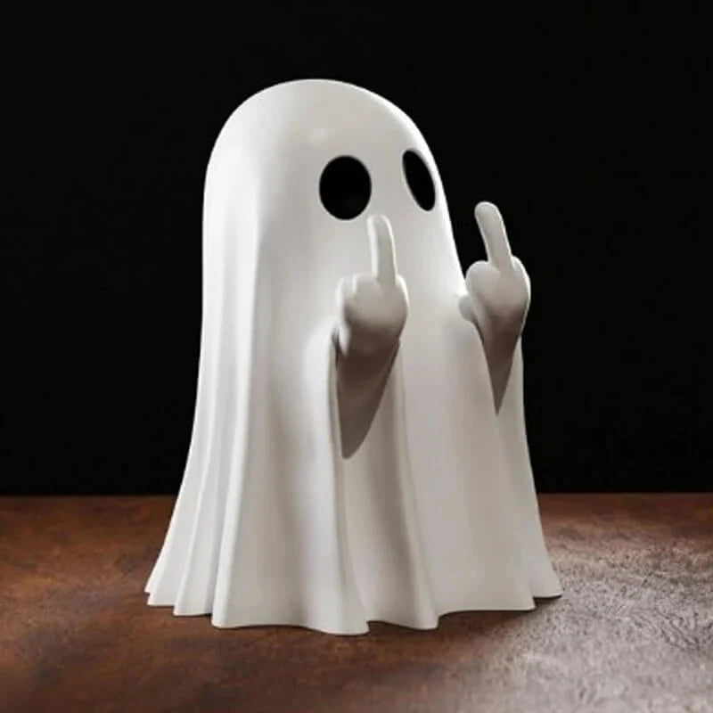 Ghost Sculpture | Durable Resin & Middle-Finger Gesture | 8.5 cm High