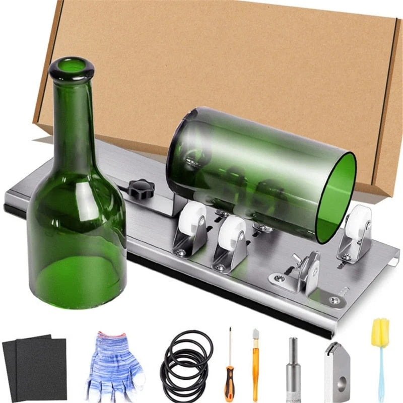 Glass Bottle Cutter | Adjustable Cutting Wheel & Stainless Steel | DIY Kit