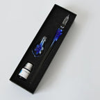 Glass Calligraphy Pen | Handmade Borosilicate & Threaded Tip | Includes Ink & Holder