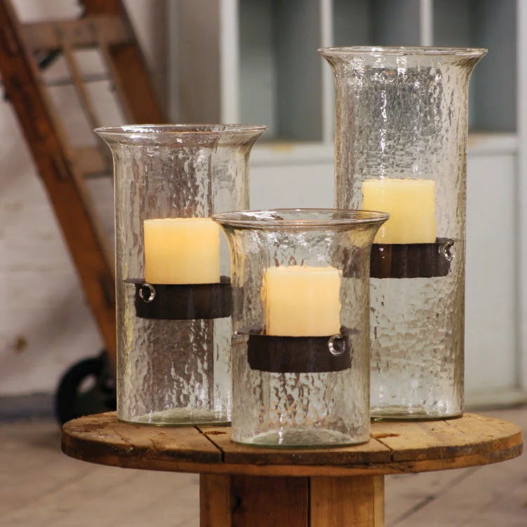 Glass Candle Cylinder | Rustic Insert | 3 Sizes