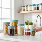 Glass Food Storage Jars | Airtight, Stackable & Wide-Mouth | Set of 6
