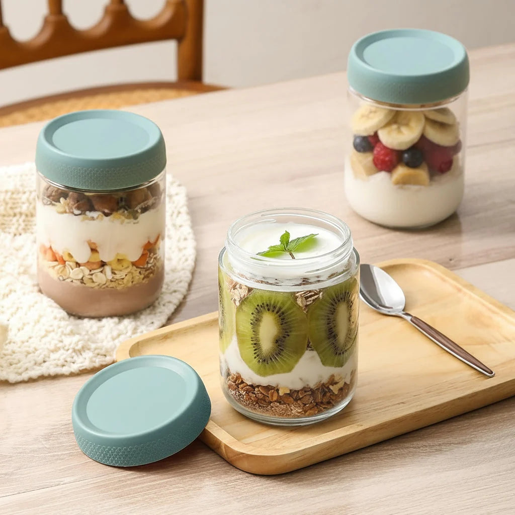 Glass Food Storage Jars | Airtight, Stackable & Wide-Mouth | Set of 6