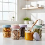 Glass Food Storage Jars | Airtight, Stackable & Wide-Mouth | Set of 6