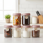 Glass Food Storage Jars | Airtight, Stackable & Wide-Mouth | Set of 6