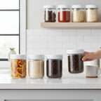 Glass Food Storage Jars | Airtight, Stackable & Wide-Mouth | Set of 6