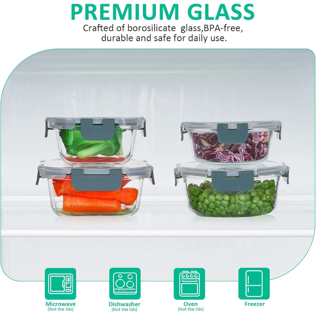 Glass Food Storage Set | Airtight & Stackable | 24-Piece
