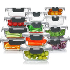 Glass Food Storage Set | Airtight & Stackable | 24-Piece