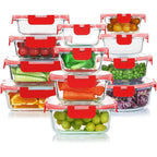 Glass Food Storage Set | Airtight & Stackable | 24-Piece