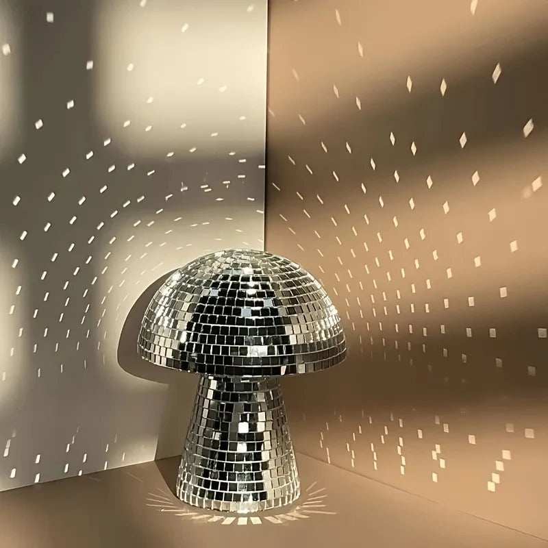 Glass Mushroom Sculpture | Mirrored Reflective Finish