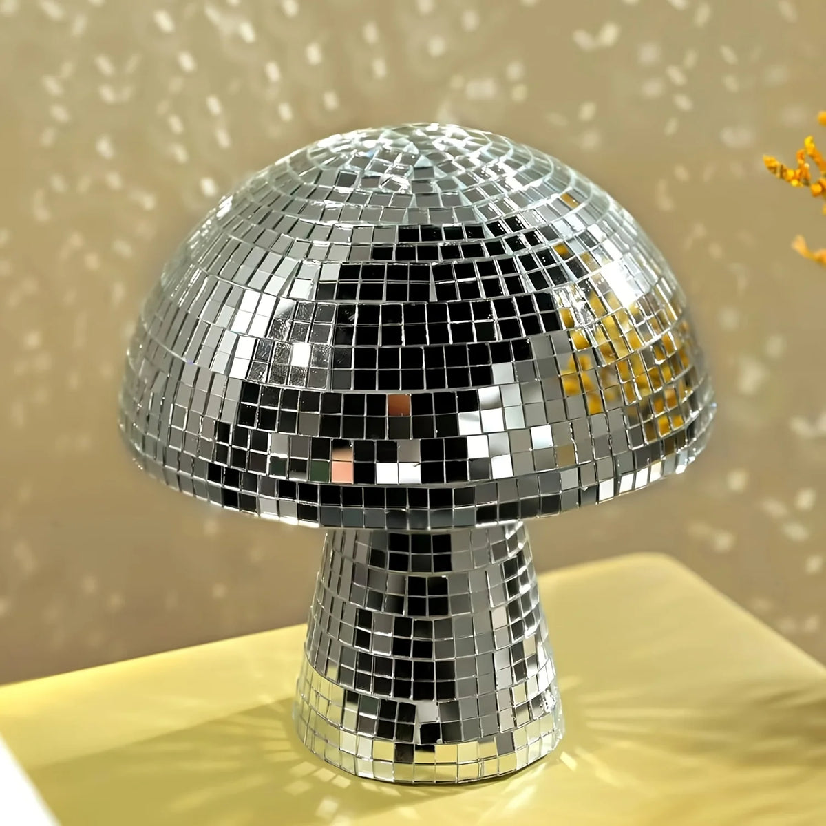 Glass Mushroom Sculpture | Mirrored Reflective Finish