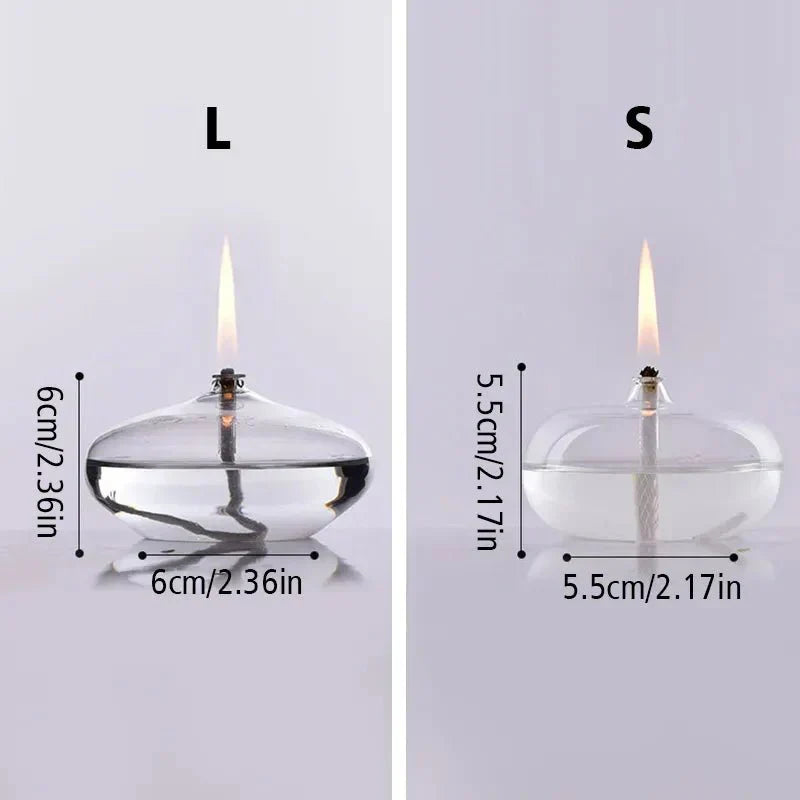 Oil Lamp | Clear Cylindrical Glass Body | Wick Included