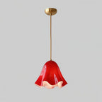 Glass Pendant Lamp | Bell-Shaped Shade & Brass Fixture | Adjustable Chain