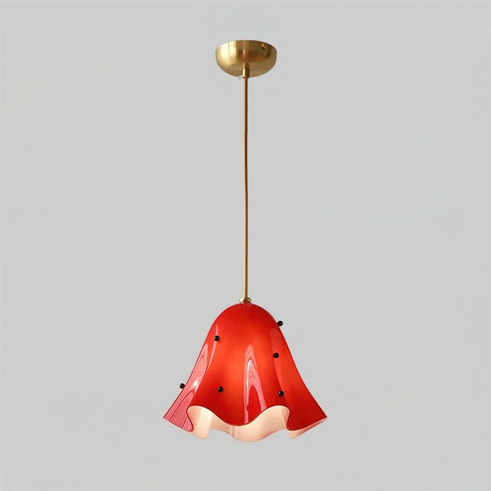 Glass Pendant Lamp | Bell-Shaped Shade & Brass Fixture | Adjustable Chain