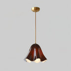 Glass Pendant Lamp | Bell-Shaped Shade & Brass Fixture | Adjustable Chain