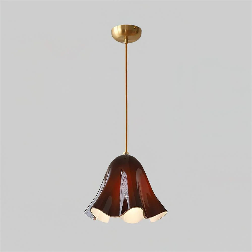 Glass Pendant Lamp | Bell-Shaped Shade & Brass Fixture | Adjustable Chain