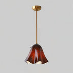 Glass Pendant Lamp | Bell-Shaped Shade & Brass Fixture | Adjustable Chain