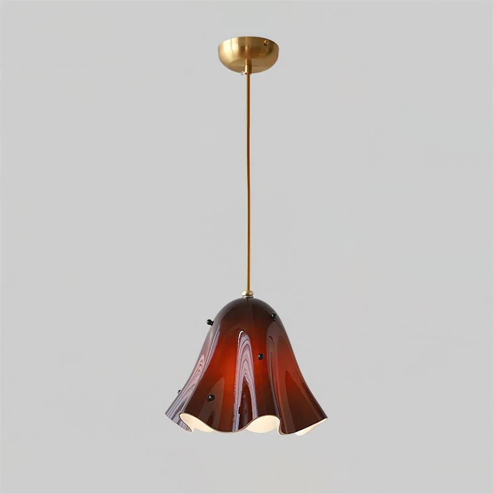 Glass Pendant Lamp | Bell-Shaped Shade & Brass Fixture | Adjustable Chain