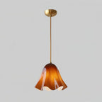 Glass Pendant Lamp | Bell-Shaped Shade & Brass Fixture | Adjustable Chain