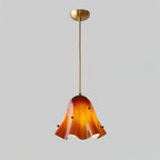 Glass Pendant Lamp | Bell-Shaped Shade & Brass Fixture | Adjustable Chain