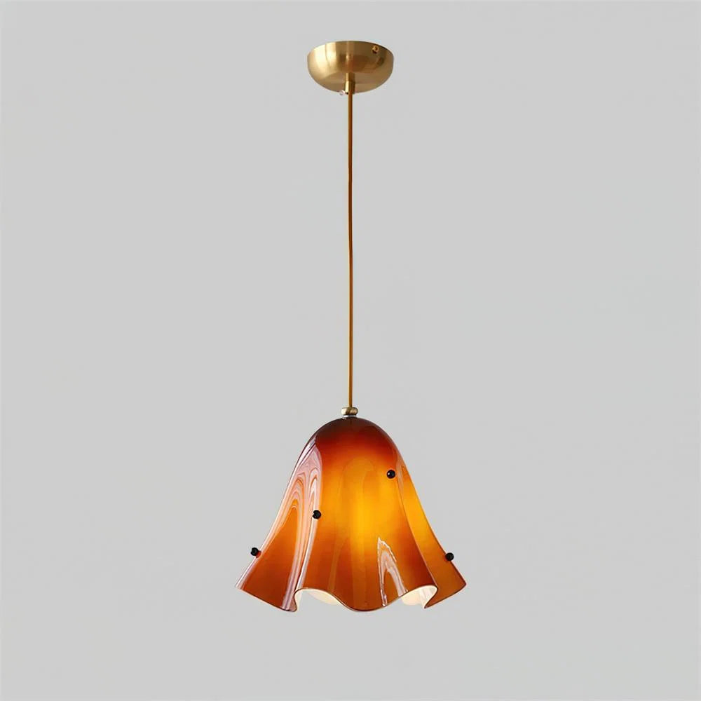 Glass Pendant Lamp | Bell-Shaped Shade & Brass Fixture | Adjustable Chain