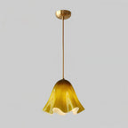 Glass Pendant Lamp | Bell-Shaped Shade & Brass Fixture | Adjustable Chain