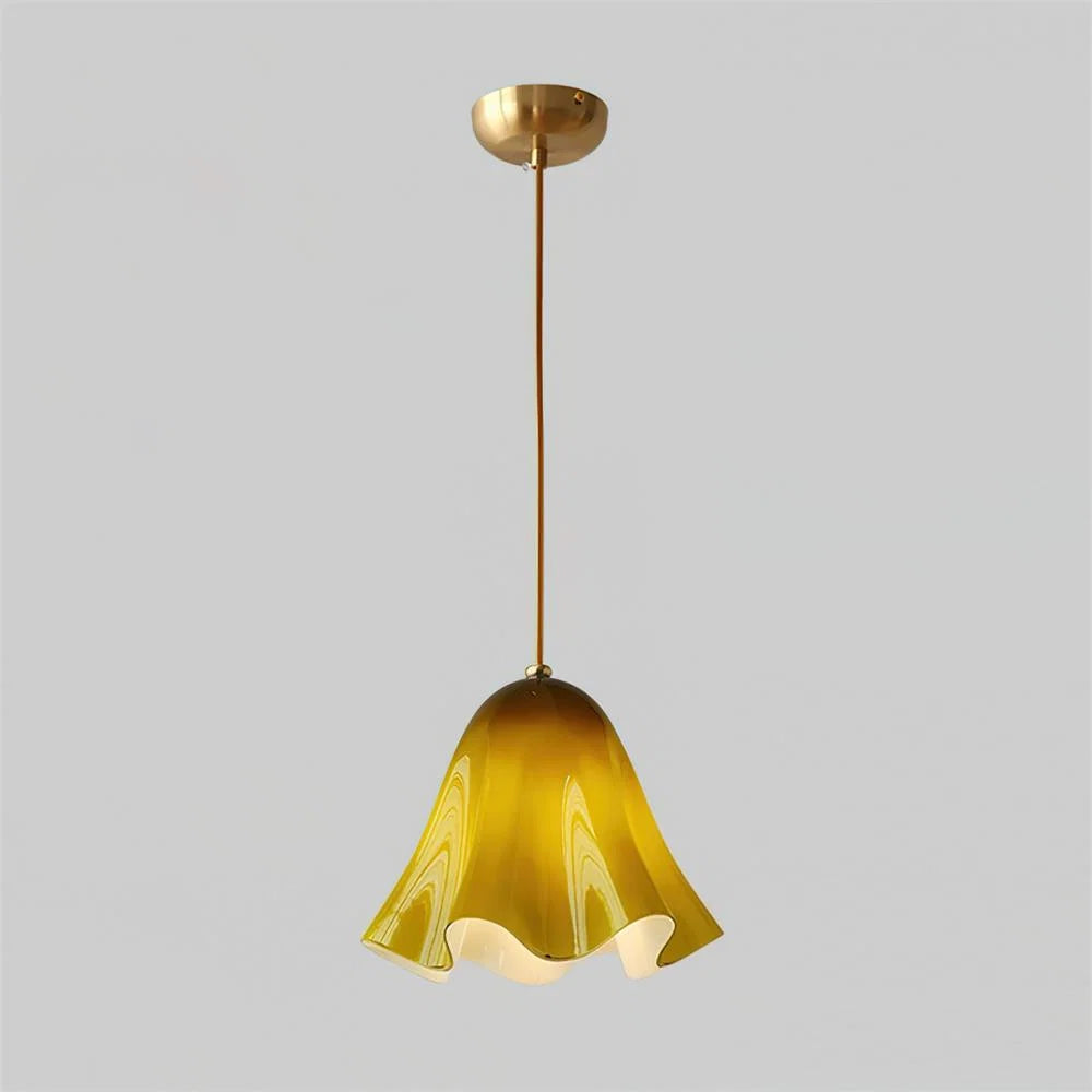 Glass Pendant Lamp | Bell-Shaped Shade & Brass Fixture | Adjustable Chain