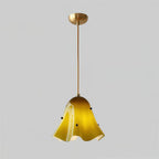 Glass Pendant Lamp | Bell-Shaped Shade & Brass Fixture | Adjustable Chain