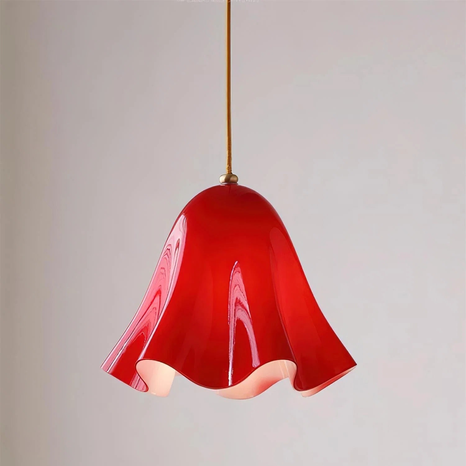 Glass Pendant Lamp | Bell-Shaped Shade & Brass Fixture | Adjustable Chain