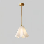 Glass Pendant Lamp | Bell-Shaped Shade & Brass Fixture | Adjustable Chain