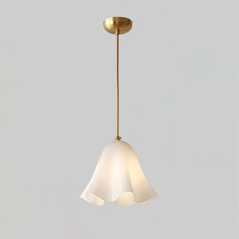 Glass Pendant Lamp | Bell-Shaped Shade & Brass Fixture | Adjustable Chain