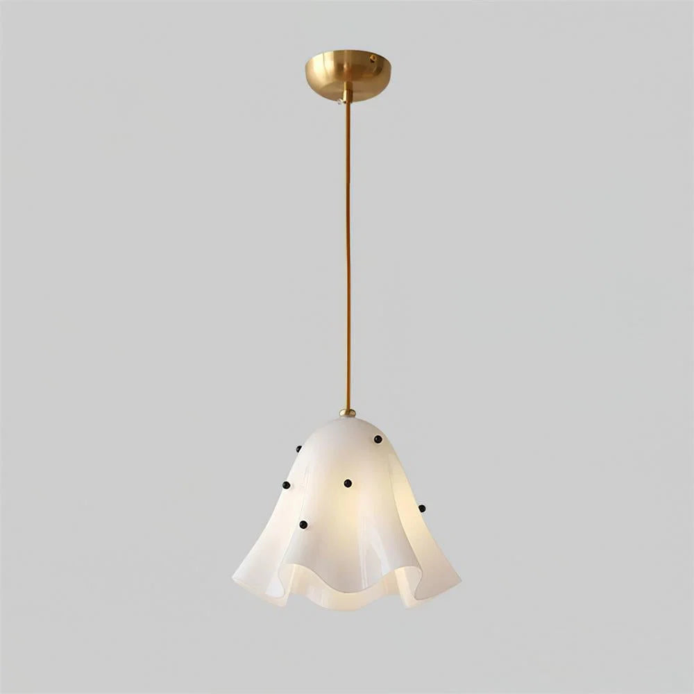 Glass Pendant Lamp | Bell-Shaped Shade & Brass Fixture | Adjustable Chain