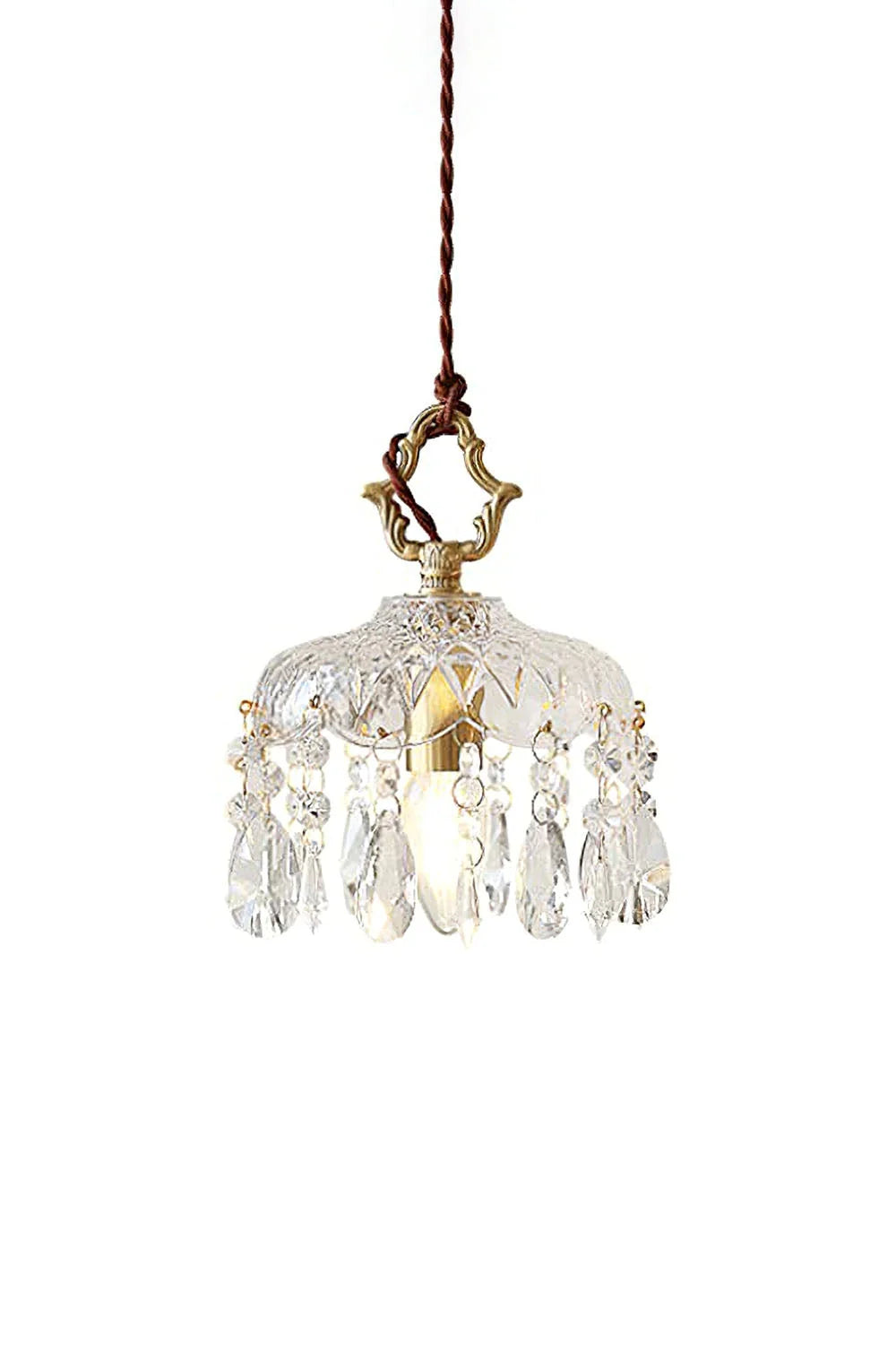 Glass Pendant Light | Clear Faceted Glass & Copper Accents | Ø15 & Ø20 cm