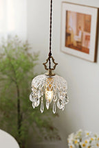 Glass Pendant Light | Clear Faceted Glass & Copper Accents | Ø15 & Ø20 cm