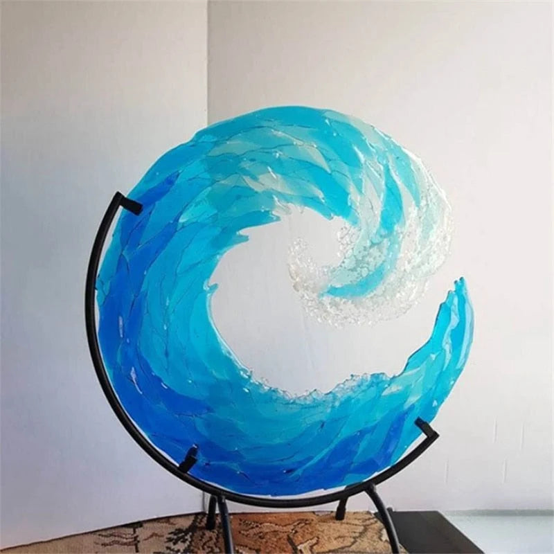 Glass Sculpture | Handblown Clear Glass & Light-Reflective | With Stand