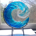 Glass Sculpture | Handblown Clear Glass & Light-Reflective | With Stand