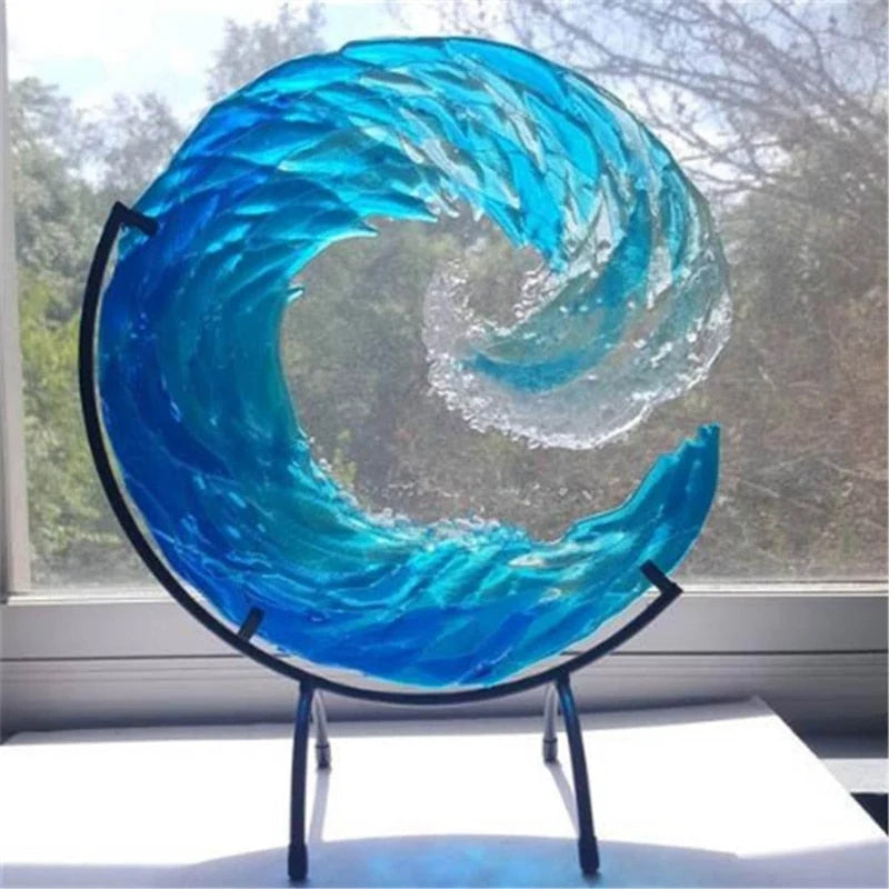 Glass Sculpture | Handblown Clear Glass & Light-Reflective | With Stand