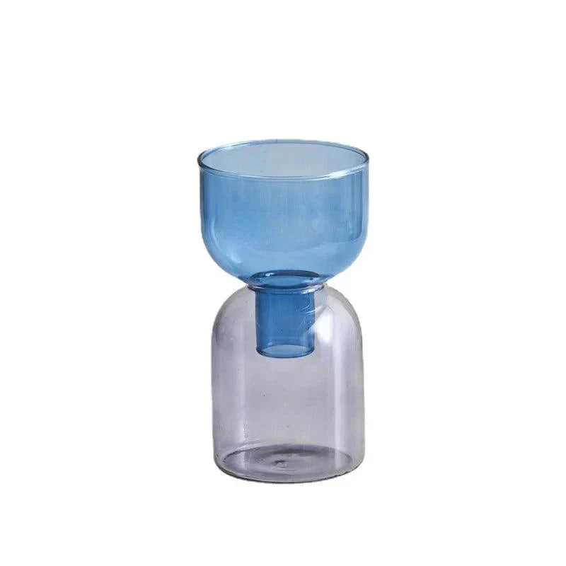 Glass Vase | Colourful Bottle-Stopper Design | Two-Piece