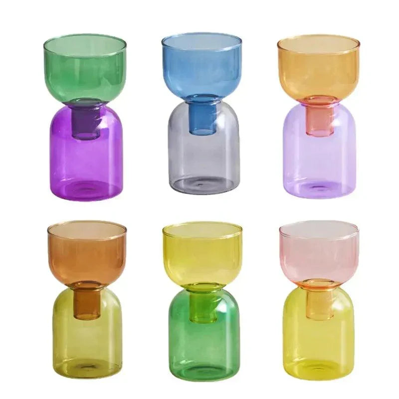 Glass Vase | Colourful Bottle-Stopper Design | Two-Piece