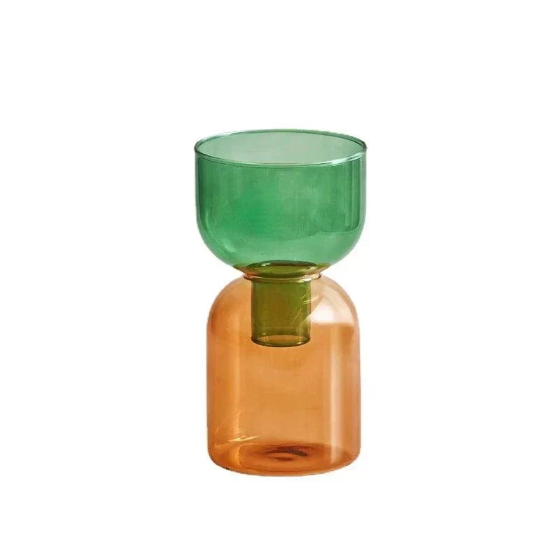Glass Vase | Colourful Bottle-Stopper Design | Two-Piece