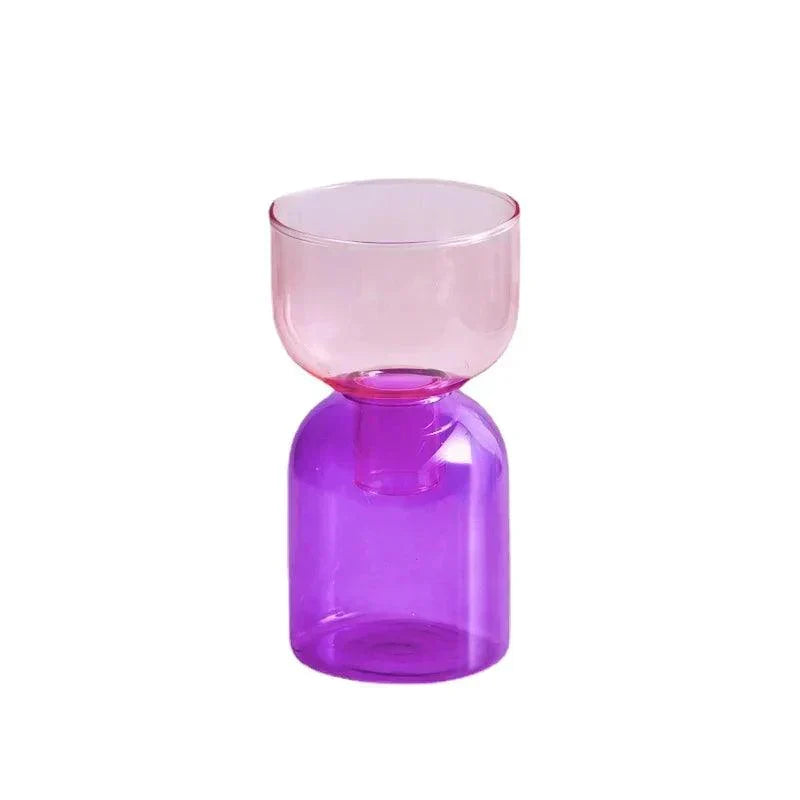 Glass Vase | Colourful Bottle-Stopper Design | Two-Piece