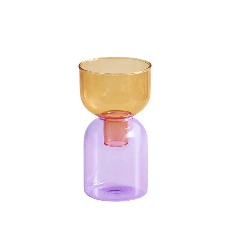 Glass Vase | Colourful Bottle-Stopper Design | Two-Piece