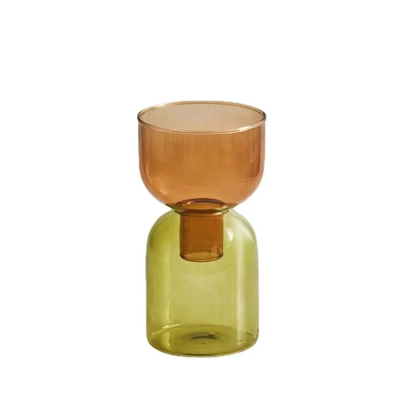 Glass Vase | Colourful Bottle-Stopper Design | Two-Piece