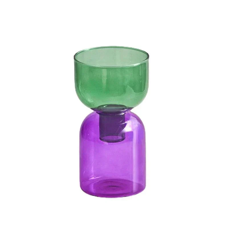 Glass Vase | Colourful Bottle-Stopper Design | Two-Piece