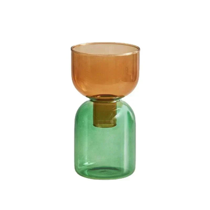 Glass Vase | Colourful Bottle-Stopper Design | Two-Piece