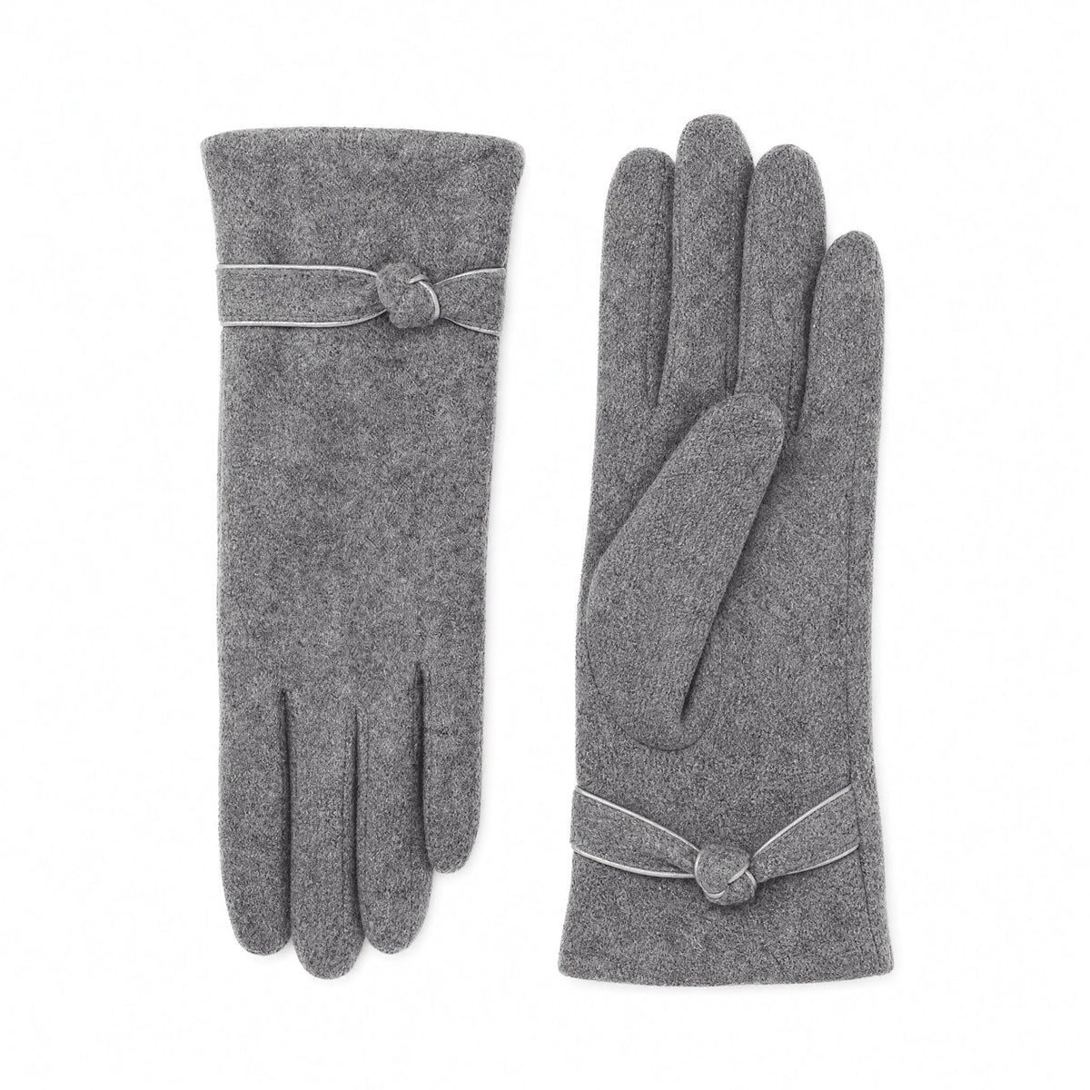 Gloves | Decorative Bow Detail & Wool-Look Fabric | One Size Fits All