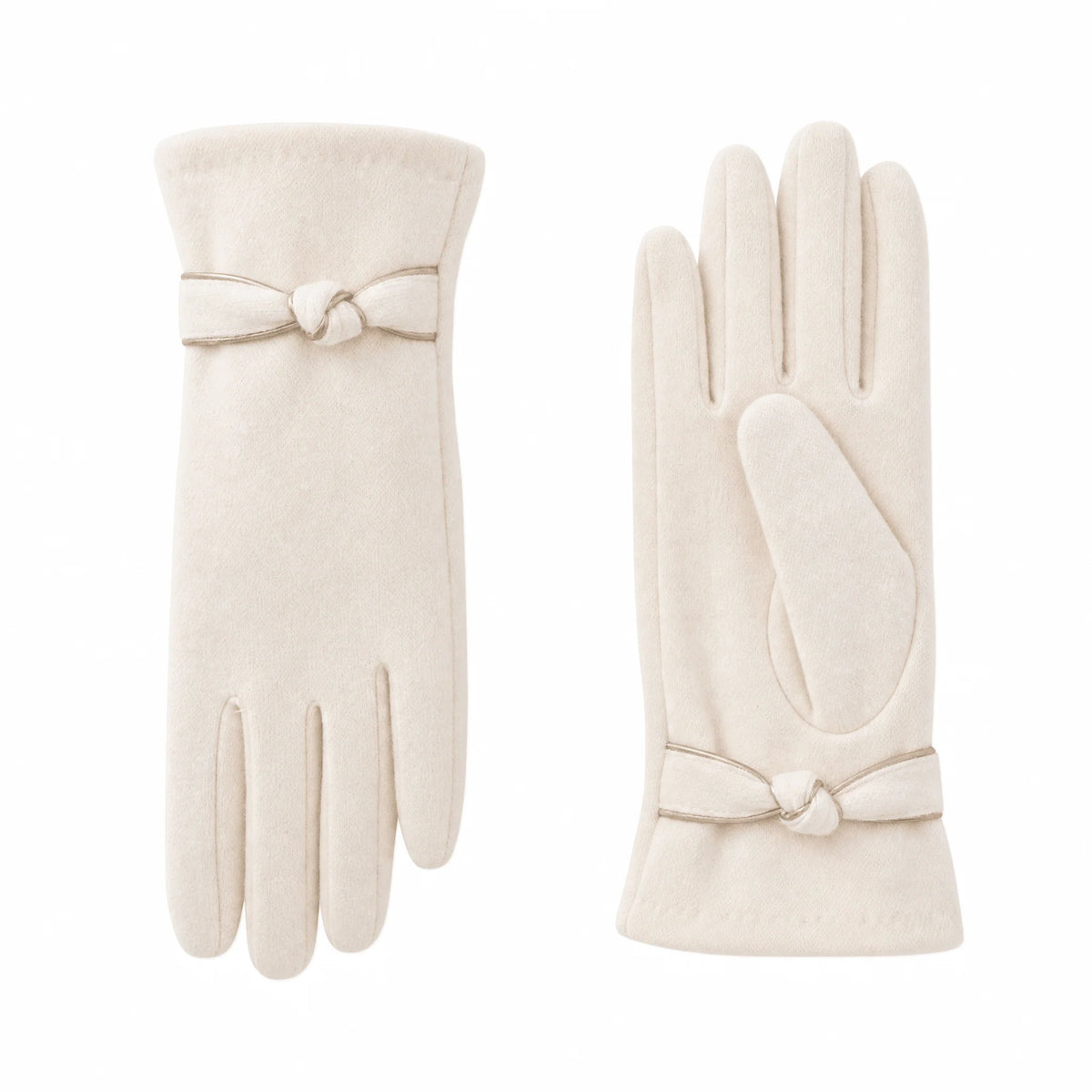 Gloves | Decorative Bow Detail & Wool-Look Fabric | One Size Fits All