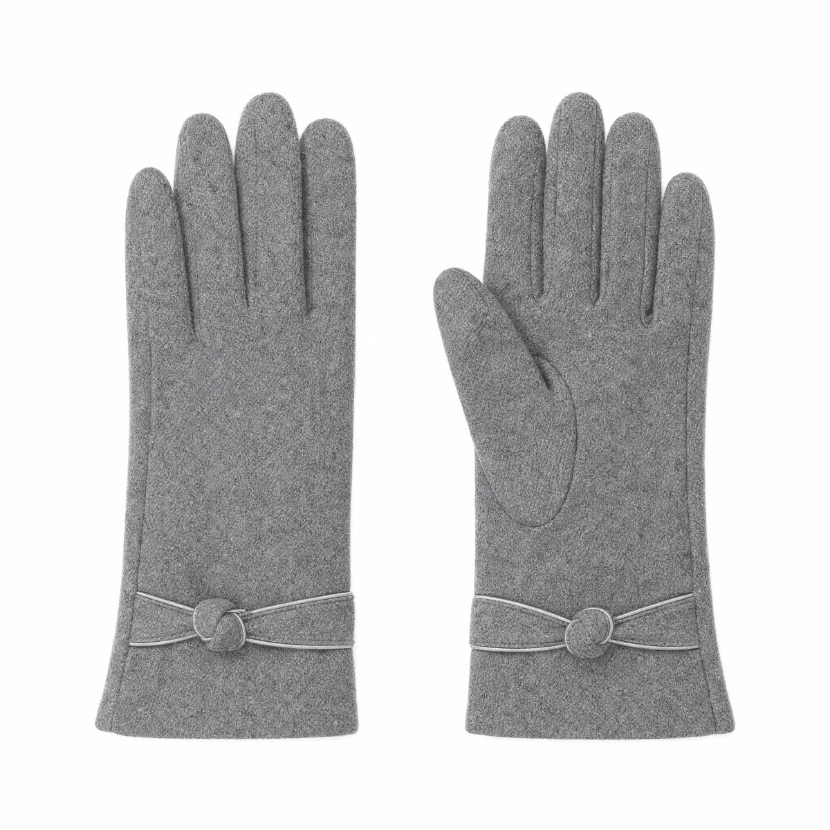 Gloves | Decorative Bow Detail & Wool-Look Fabric | One Size Fits All