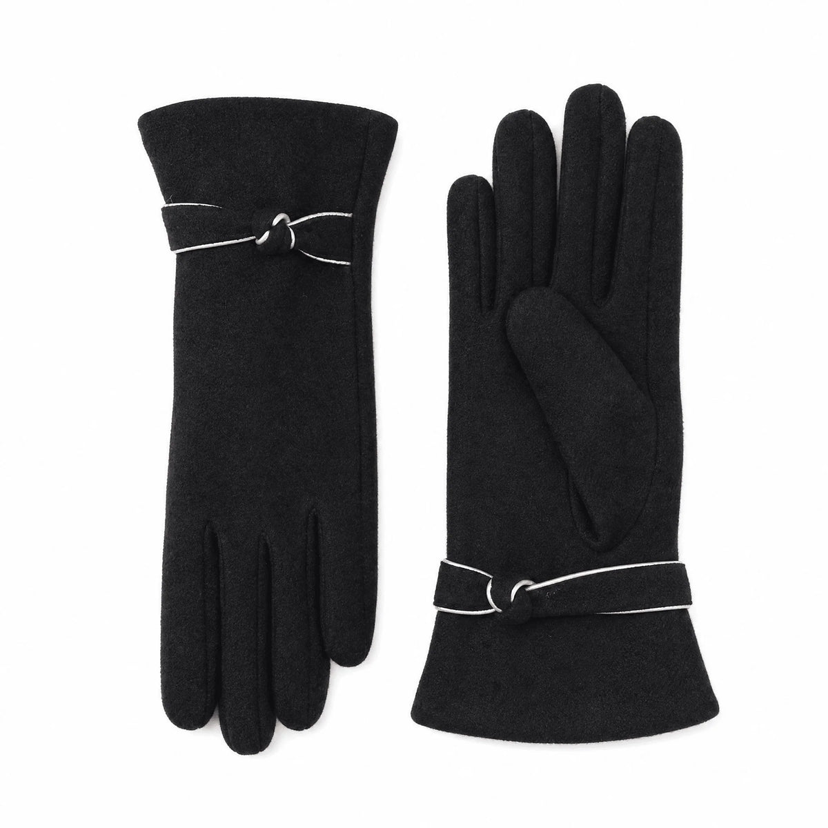 Gloves | Decorative Bow Detail & Wool-Look Fabric | One Size Fits All
